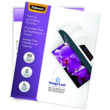 Fellowes Thermal Laminating Pouches, ImageLast Letter Size, 3 Mil, 100 Pack (52454)