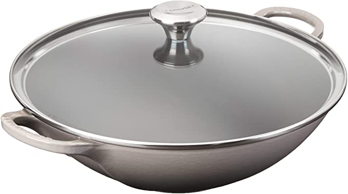 Le Creuset LS2508-327FSS Signature Enameled Cast Iron Wok, 5-Quart, Oyster