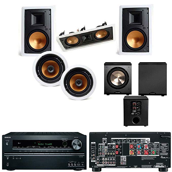 Klipsch R-3650-WII In Wall System #2 (R-5502-WII) FREE PL-200-Onkyo TX-NR626 7.2