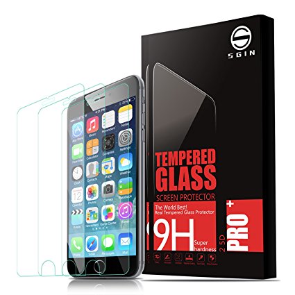 iPhone 7 6S 6 Glass Screen Protector SGIN, [3-Pack]Highest Quality Premium Tempered Glass Anti-Scratch, Clear High Definition (HD) Screen Film for iPhone 7 6S 6