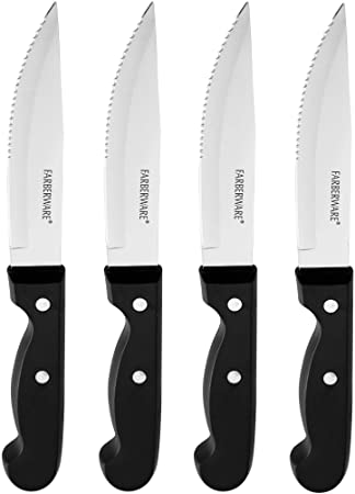 Farberware 5148045 Chop House Steak Knife Set, 4-Piece, Black