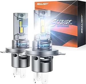 SEALIGHT S2S H4/9003/HB2 LED Headlight Bulbs, 26000LM 700% Brightness High and Low Beam 1:1 Mini Size 6500K H4 LED Bulbs with 14000RPM Cooling Fan, Halogen Replacement, Plug-N-Play, Pack of 2