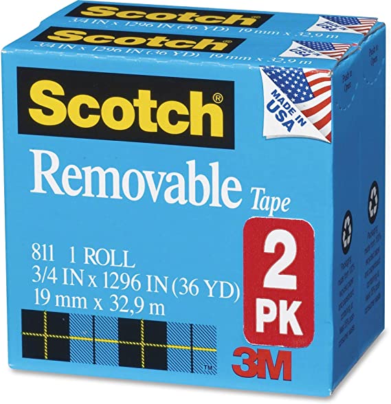 Removable Tape, 3/4 in x 1,296 in, 2 Boxes/Pack, Post-it Technology (811-2PK) - New