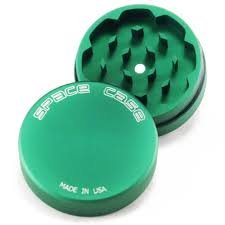 Space Case Small 2 Piece Matte Green Grinder with a Cali Crusher Pollen Press