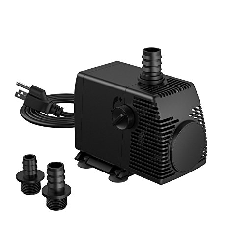 Homasy 800GPH (3000L/H, 55W) Submersible Water Pump, Ultra Quiet Fountain Pump with 4.1ft Power Cord, 3 Nozzles for Aquarium, Fish Tank, Pond, Statuary, Hydroponics