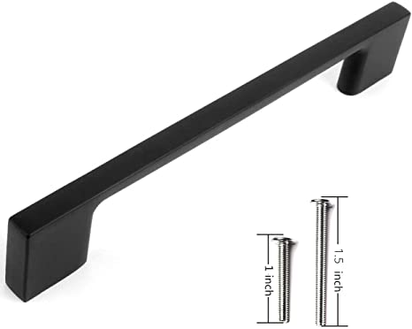 Aviano Collection - 10 Pack Contemporary Solid Sleek Handle Pulls for Kitchen Cupboard Door, Dresser Drawers, Bathroom cabinets, Office Furniture and Wardrobe (‎5" Hole Center, ‎Matte Black)