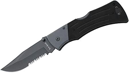 Ka-Bar Mule Folder Knife with Serrated Edge Blade Black, Small