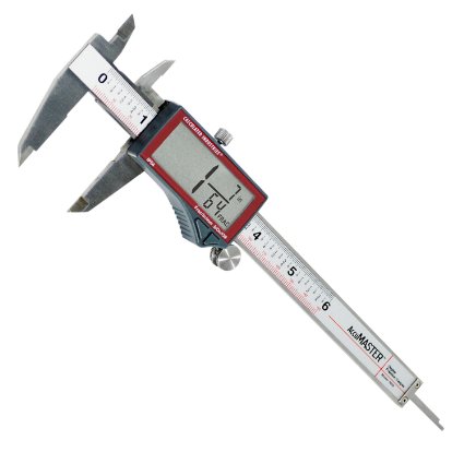 Calculated Industries 7408 AccuMASTER 6-Inch Digital Caliper; Fractional (1/64), Inch, Metric; Largest Display Digits Available, Stainless Steel, IP54