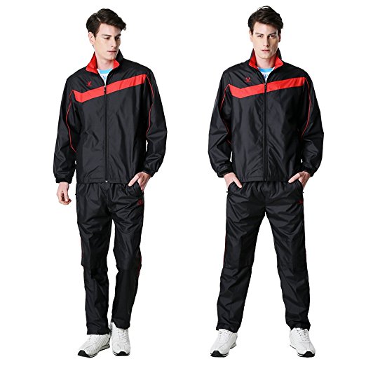 Fuerza Mens Built-In Hood Lightweight Mesh Track Jacket Pants Woven Tracksuit
