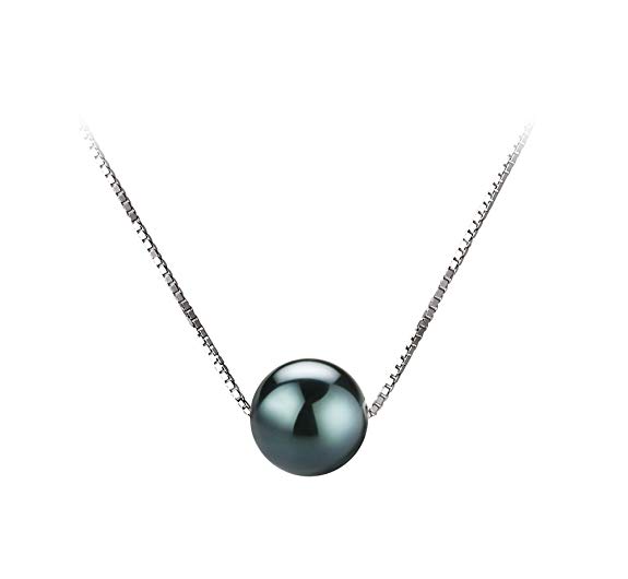 Kristine Black 7-8mm AAA Quality Japanese Akoya 14K White Gold Cultured Pearl Pendant For Women