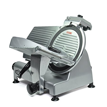 KWS Premium Commercial 420w Electric Meat Slicer 12" Non-sticky Teflon Blade, Frozen Meat/ Cheese/ Food Slicer Low Noises