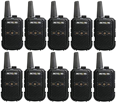 Retevis RT15 Walkie Talkies Rechargeable Long Range, Mini 2 Way Radios, USB Fast Charging, Hands-Free, for Restaurant Retail Healthcare(10 Pack)