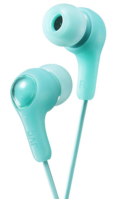 JVC Gumy in Ear Earbud Headphones, Powerful Sound, Comfortable and Secure Fit, Silicone Ear Pieces S/M/L - HAFX7G (Green)