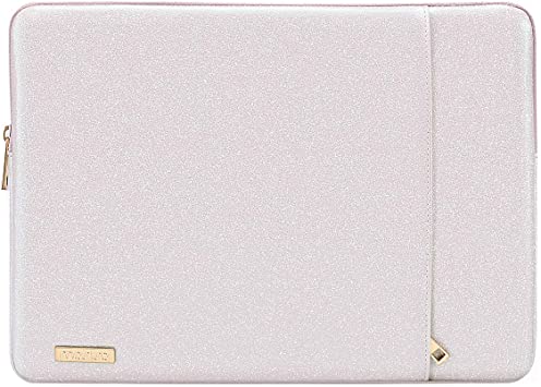 MOSISO Laptop Sleeve Compatible with 13-13.3 Inch MacBook Air/MacBook Pro Retina/2019 Suface Laptop 3/Surface Book 2, PU Leather Vertical Style Padded Bag Waterproof Case, Light Pink