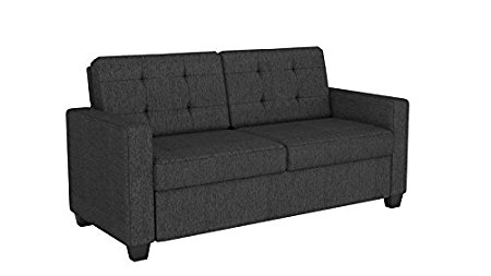 Signature Sleep Devon Grey Linen Sleeper Sofa with Queen Size Memoir CertiPUR-US certified Memory Foam Mattress