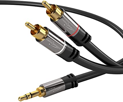 KabelDirekt 10m Aux/3.5mm to RCA Splitter Cable (Audio & Auxiliary Cable, 3.5mm Aux to 2 RCA, Hi-Fi, Stereo, Phone, iPod, Double Shielded) PRO Series