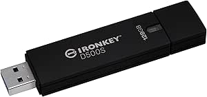 Kingston Ironkey D500S 128GB Encrypted Flash Drive | Dual Hidden Partition | FIPS 140-3 Level 3 | XTS-AES 256-bit | BadUSB and Brute Force Protection | Multi-Pin Option | IKD500S/128GB