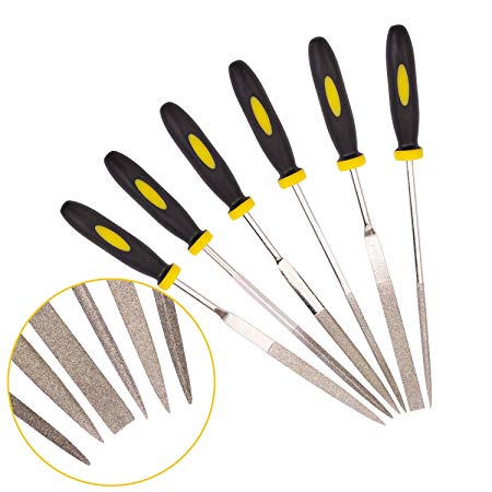 JinFeng Diamond Needle File Set(6 pcs 170 Grit Precision Steel File) Hand Metal Tools