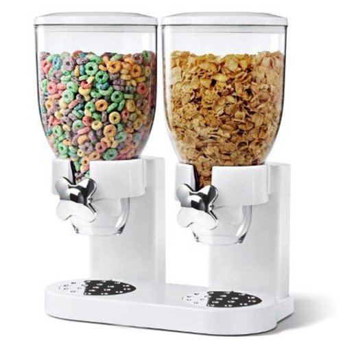 Fresh & Easy Classic Dry Food Cereal Dispenser Double (White)
