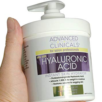 Advanced Clinicals Anti-aging Hyaluronic Acid Cream for face, body, hands. Instant hydration for skin, spa size. (16oz)