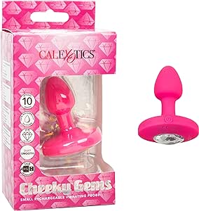 CalExotics Cheeky Gems Small Rechargeable Vibrating Probe Anal Butt Plug Vibrator - Pink - SE-0443-05-3