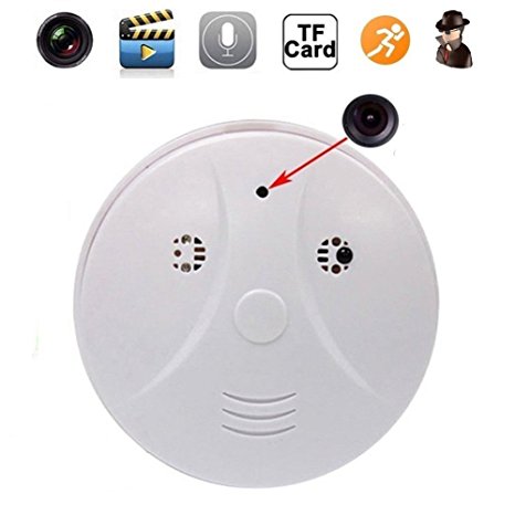 Indoor Hidden Camera Smoke Detector Full HD 1080P Motion Detection Activated Spy Mini Video Recorder Nanny Cameras and Hidden Cameras,White