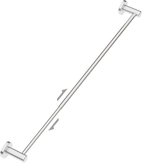 Adjustable 23.6 to 42 Inch Single Bath Towel Bar, ZUEXT Brush Nickel Finished Stainless Steel Towel Holder,Wall Mount Expandable Hand Towel Rod for Bathroom Kitchen Washroom,1" Tube Towel Rail Racks