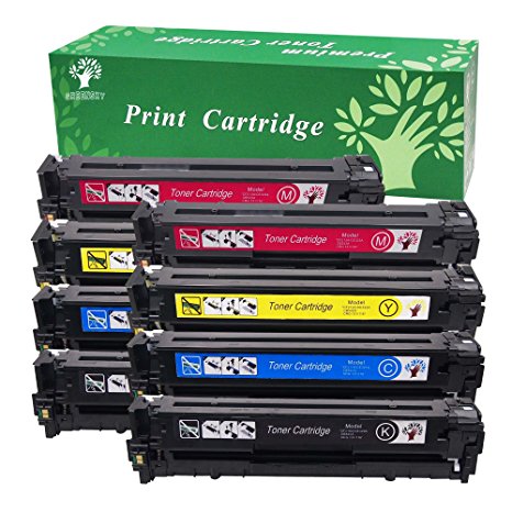 GREENSKY Compatible Toner Cartridges HP 125A/Canon 116 CB540A CB541A CB542A CB543A for HP Color LaserJet CM1312 MFP CM1312nfi CP1215 CP1515n CP1518ni printers(2Black,2Cyan,2Yellow,2Magenta- 8 Pack)