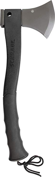 Schrade SCAXE2L 15.7in Large Survival Axe with 4.2in Stainless Steel Blade and Glass Fiber PA and TPR Rubber Handle for Outdoor Survival Camping and Everyday Tasks