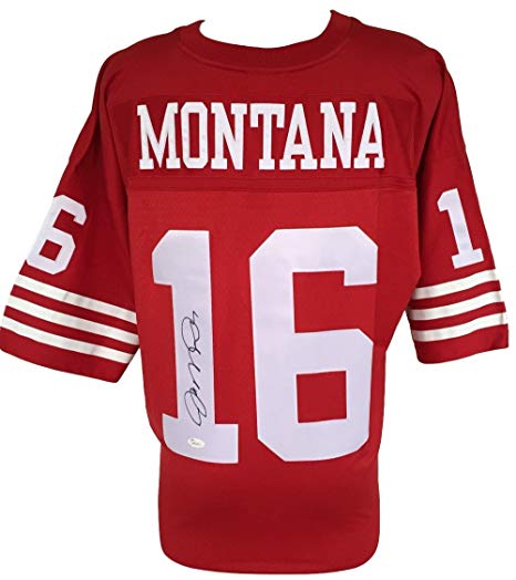 Joe Montana Signed SF 49ers Red Replica Mitchell & Ness Football Jersey JSA