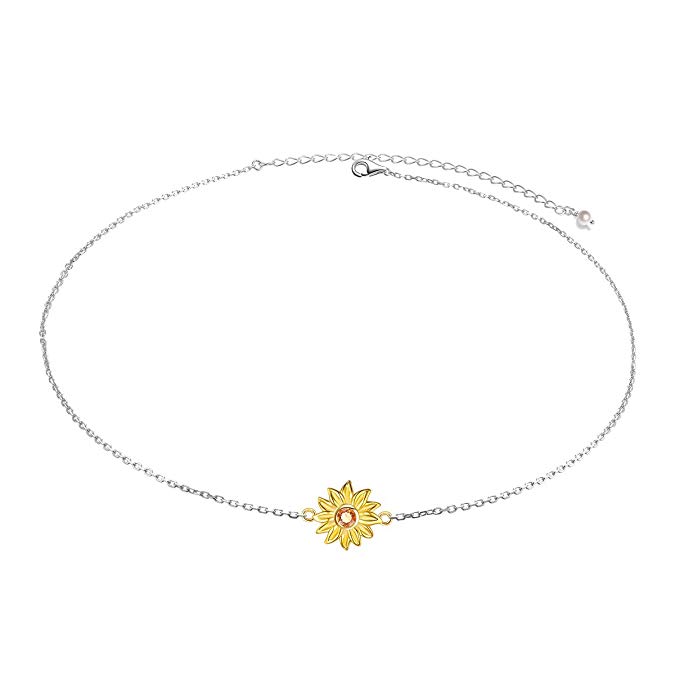 You Are My Sunshine Sunflower Gold Plated S925 Sterling Silver Pendant Necklace Earrings Ring Bracelet Anklet