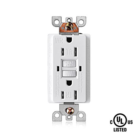 Aweking UL Listed 15A AC125V TR WR Duplex GFCI Receptacle Outlet,Weather-Resistant,Tamper-Resistant,LED Indicator,Ground Fault Circuit Interruptor