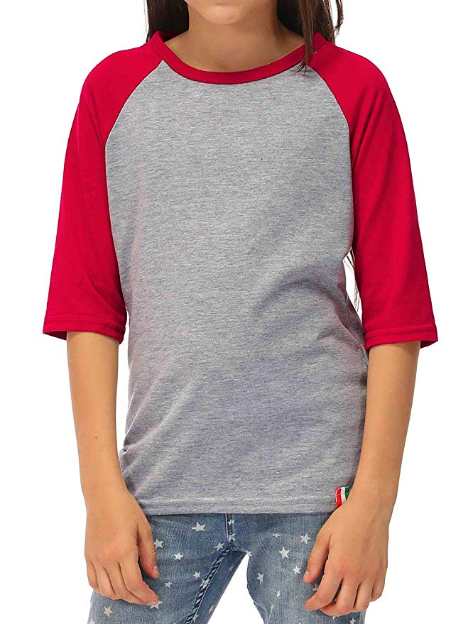 BesserBay Kid's Unisex Baseball Jersey 3/4 Sleeve Tee Raglan T-Shirt 1-8 Years
