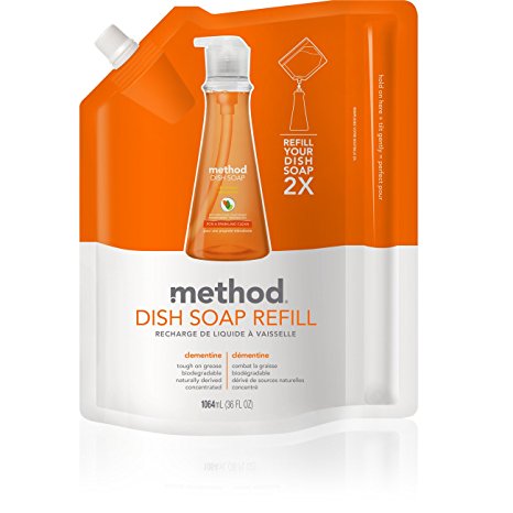 Method Naturally Derived Dish Soap Refill Clementine, 36 Ounce