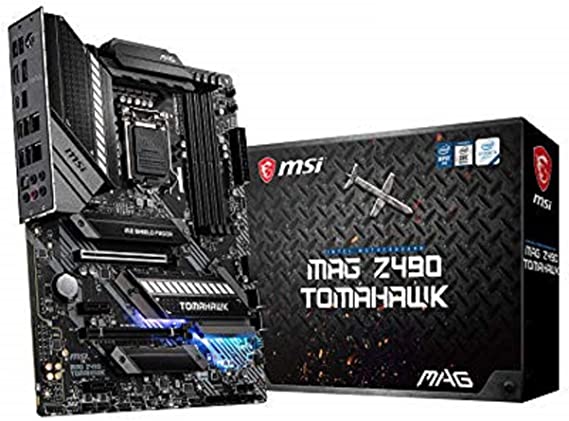 MSI MAG Z490 TOMAHAWK Motherboard ATX, LGA1200, DDR4, Dual LAN, USB 3.2 Gen2, Lightning USB, Type C, M.2, DisplayPort, HDMI, Pre-installed I/O Shield, RGB, Gen 4 Ready, 10th Gen Intel Core