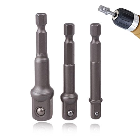 JTENG® Socket Bit Adapter Drill Nut Driver Power Extension Bar Socket Adapter Bits For Drills 3pc Set 1/4" 3/8" 1/2" (3)