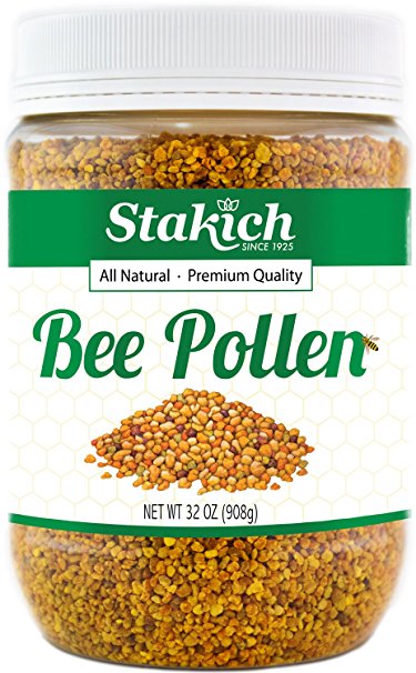 Stakich BEE POLLEN GRANULES - 100% Pure, Natural, Unprocessed - (32 oz)