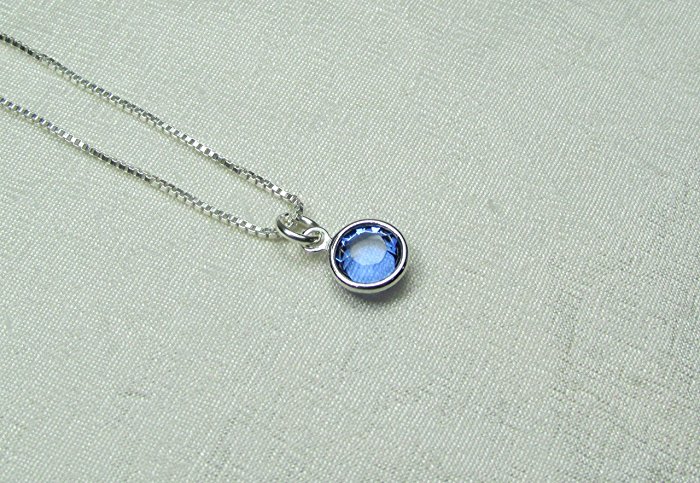 Dainty Swarovski Crystal Birthstone Necklace - Small Crystal Pendant Layering Necklace - Bridesmaid Necklace - Minimalist Silver Layered Jewelry - Mothers Necklace Gift