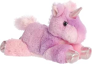 Aurora® Adorable Mini Flopsie™ Unicorn Stuffed Animal - Playful Ease - Timeless Companions - Rainbow 8 Inches