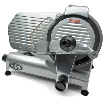 KWS Premium Commercial 320w Electric Meat Slicer 10" with Non-sticky Teflon Blade, Frozen Meat/ Cheese/ Food Slicer Low Noises Commercial and Home Use