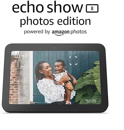 Echo Show 8 Photos Edition | Powered by Amazon Photos | 6-Months PhotosPlus included w/ auto renewal | Charcoal