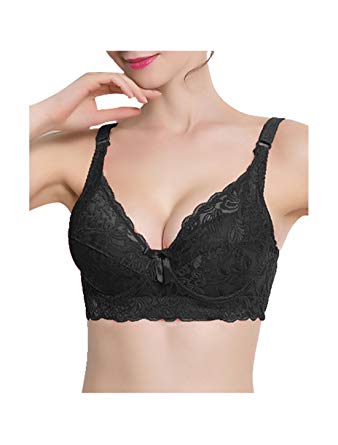 Sourcingmap Women Push Up Bras Plus Size Padded Comfort Lace Underwired Bra