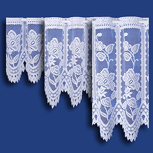 Andrea Café Net Curtain in White - Sold by the Metre - 24" (60cm) Drop