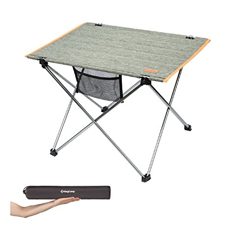 KingCamp Ultra-Lightweight Portable Aluminum Oxford Folding Roll Up Table for Picnic, Camping, Barbecue and Backyard Party, 22 × 16.7 × 15.7 inches, 2.4 lbs