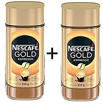 NESCAFE Gold Espresso Instant Coffee, 100g/3.5oz, Jar (2 Pack), {Imported from Canada}