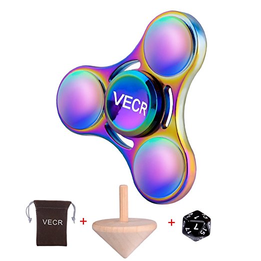 Vecr Tri Winged Rainbow Finger Gyro Fidget Hand Spinner Relieve Stress Toy For kids and Adult Anti-Anxiety Autism Killing Time