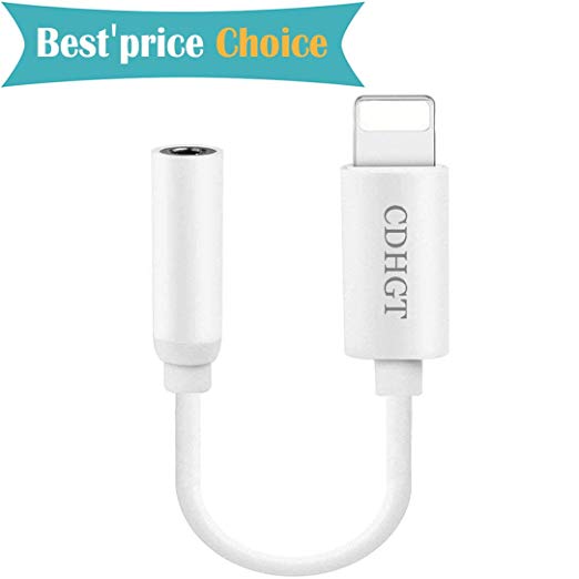 Headphone Adaptor for iPhone Adapter 3.5mm Jack Dongle Earphone Connector Convertor Headset Accessories Cable Audio Splitter Compatible for iPhone X 8/8Plus 7/7Plus Support iOS10.3/11 or Later -White