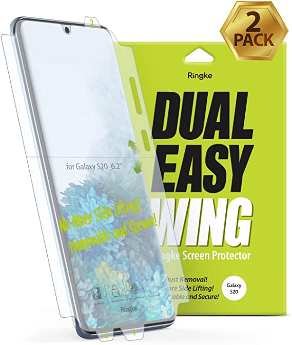 Ringke Dual Easy Full Cover Wing (2 Pack) Screen Protector Designed for Galaxy S20 (2020)