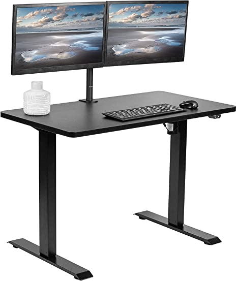 VIVO Electric 43 x 24 inch Stand Up Desk | Black Table Top, Black Frame, Height Adjustable Standing Workstation with Simple 2 Button Controller (DESK-KIT-B04B)