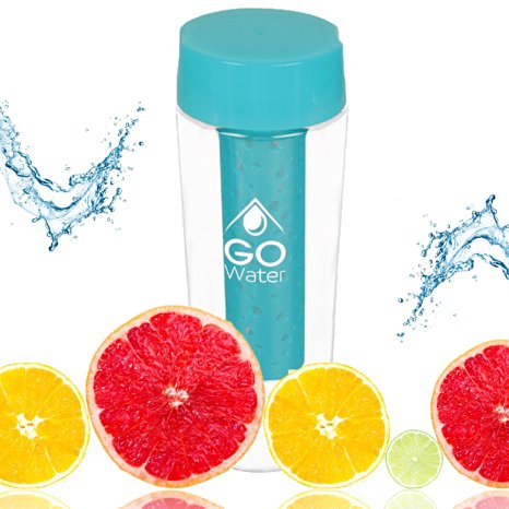Fruit Infuser Water Bottle - 25 oz Jumbo Infuser for Maximum Flavors - BPA Free, Leak-Proof, Turquoise Cap
